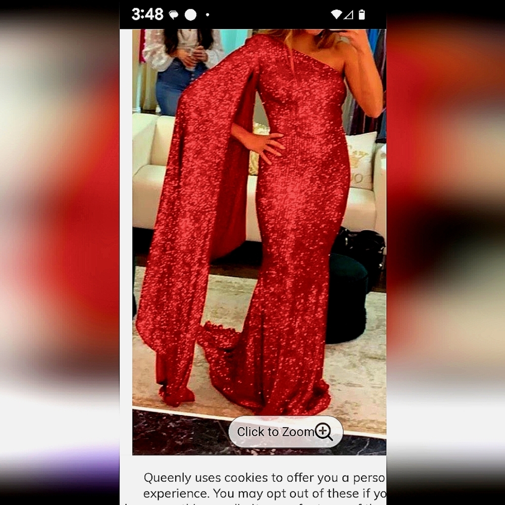 Pageant/Prom Dress Jonathon Kayne sz. 2 Red Sequins with long dramatic sleeve